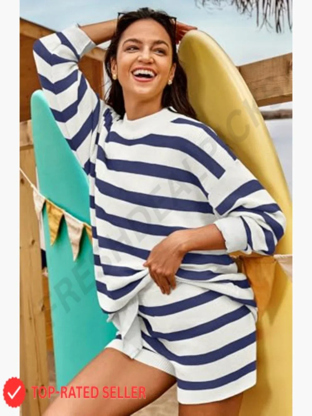 Oversized Sweater Lounge Set 2 Piece Matching Pajama Set Long Sleeve Crew Neck